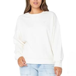 Roxy French Terry Cream Sweatshirt Women's Small Crewneck Pull Over Casual Top